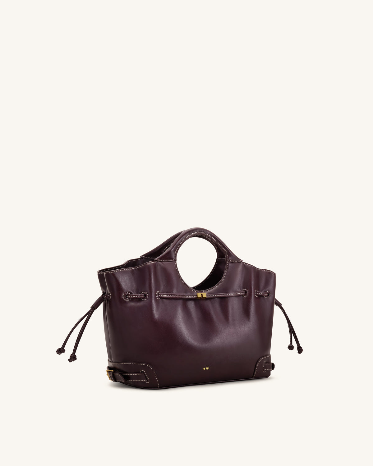 JWPE - Virelle Waxed Vegan Leather Drawstring Tote Bag - Burgundy