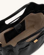 JWPE - Virelle Waxed Vegan Leather Drawstring Tote Bag - Black