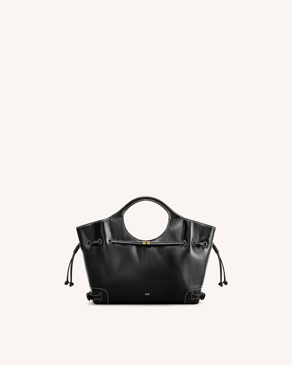 JWPE - Virelle Waxed Vegan Leather Drawstring Tote Bag - Black