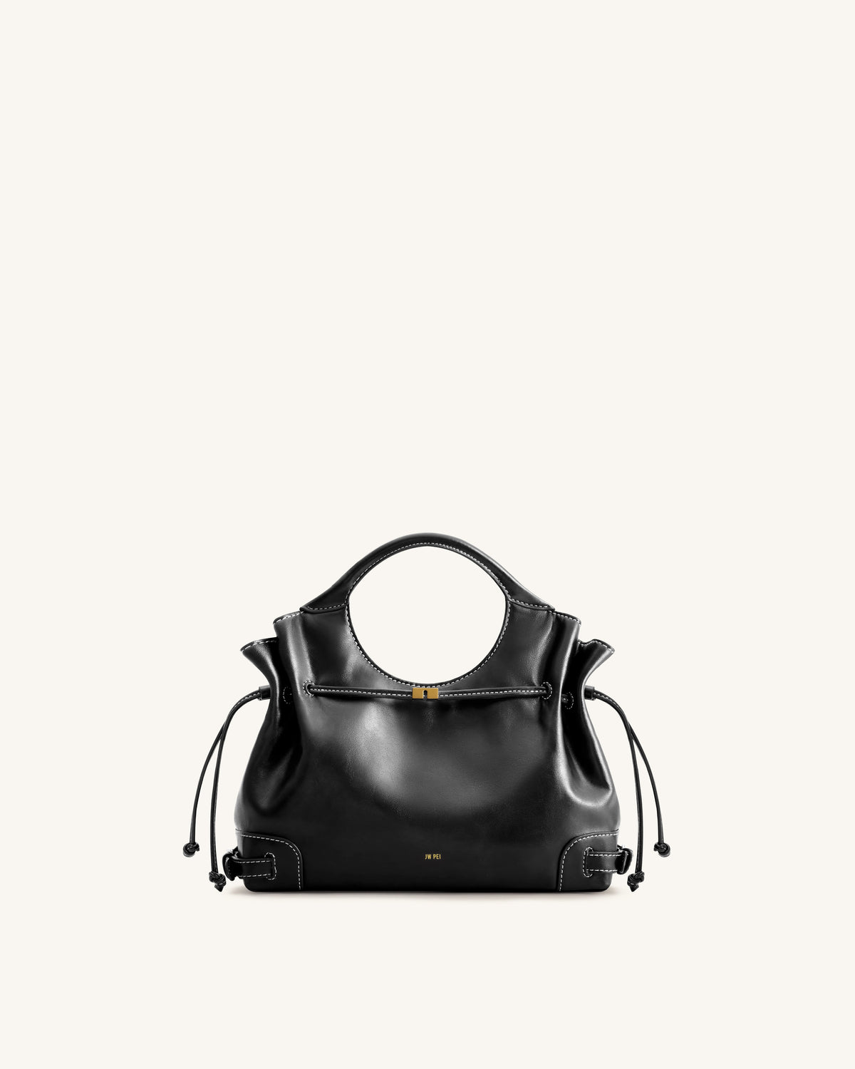 JWPE - Virelle Waxed Vegan Leather Drawstring Tote Bag - Black