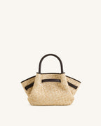 JWPE - Hana Mini Faux Straw Beading Tote Bag - Brown