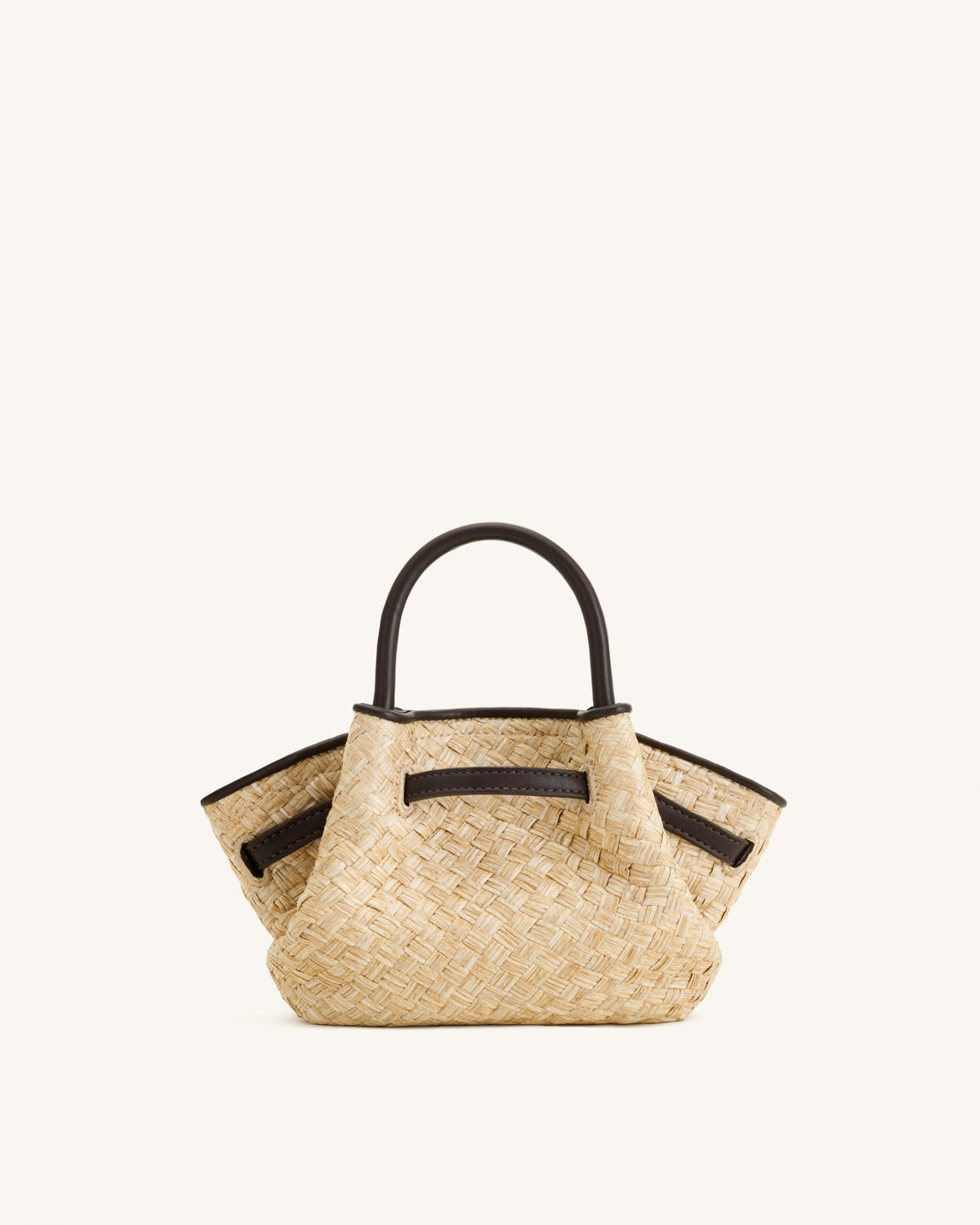 JWPE - Hana Mini Faux Straw Beading Tote Bag - Brown