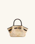 JWPE - Hana Mini Faux Straw Beading Tote Bag - Brown