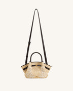 JWPE - Hana Mini Faux Straw Beading Tote Bag - Brown