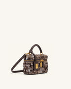 JWPE - Cleo Metallic Sequin Box Shape Top Handle Bag - Brown
