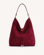 JWPE - Aria Faux Suede Woven Shoulder Bag - Burgundy