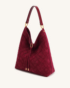 JWPE - Aria Faux Suede Woven Shoulder Bag - Burgundy