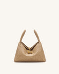 JWPE - Maelle Faux Ostrich Grain Dachshund Charm Double Handle Bag - Brown