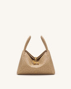 JWPE - Maelle Faux Ostrich Grain Dachshund Charm Double Handle Bag - Brown