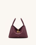 JWPE - Maelle Faux Ostrich Grain Dachshund Charm Double Handle Bag - Berry Red