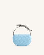 JWPE - Ione Woven Leopard Shaped Top Handle Bag - Light Blue