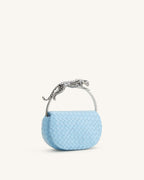 JWPE - Ione Woven Leopard Shaped Top Handle Bag - Light Blue