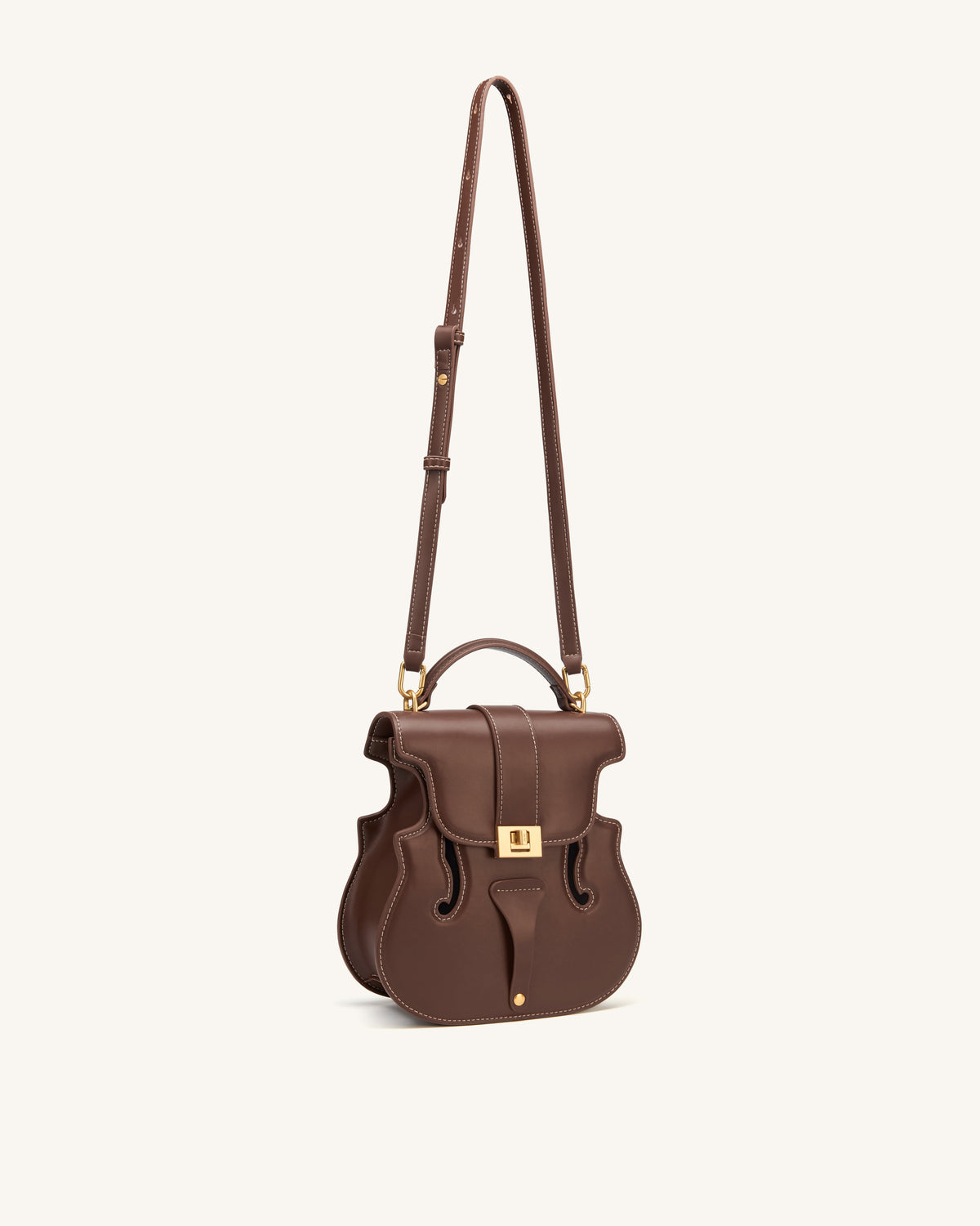 JWPE - Violin Shape Top Handle Bag - Dark Brown