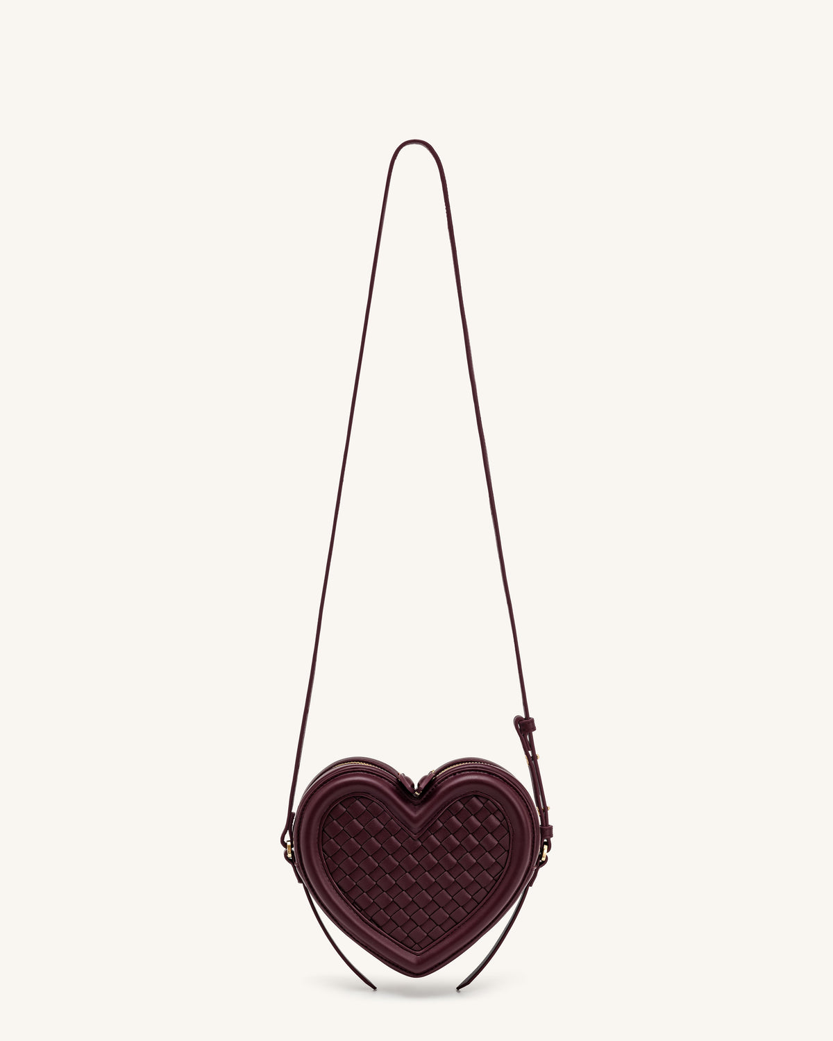 JWPE - Arlene Woven Heart Shape Crossbody Bag - Deep Burgundy