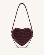 JWPE - Arlene Woven Heart Shape Crossbody Bag - Deep Burgundy