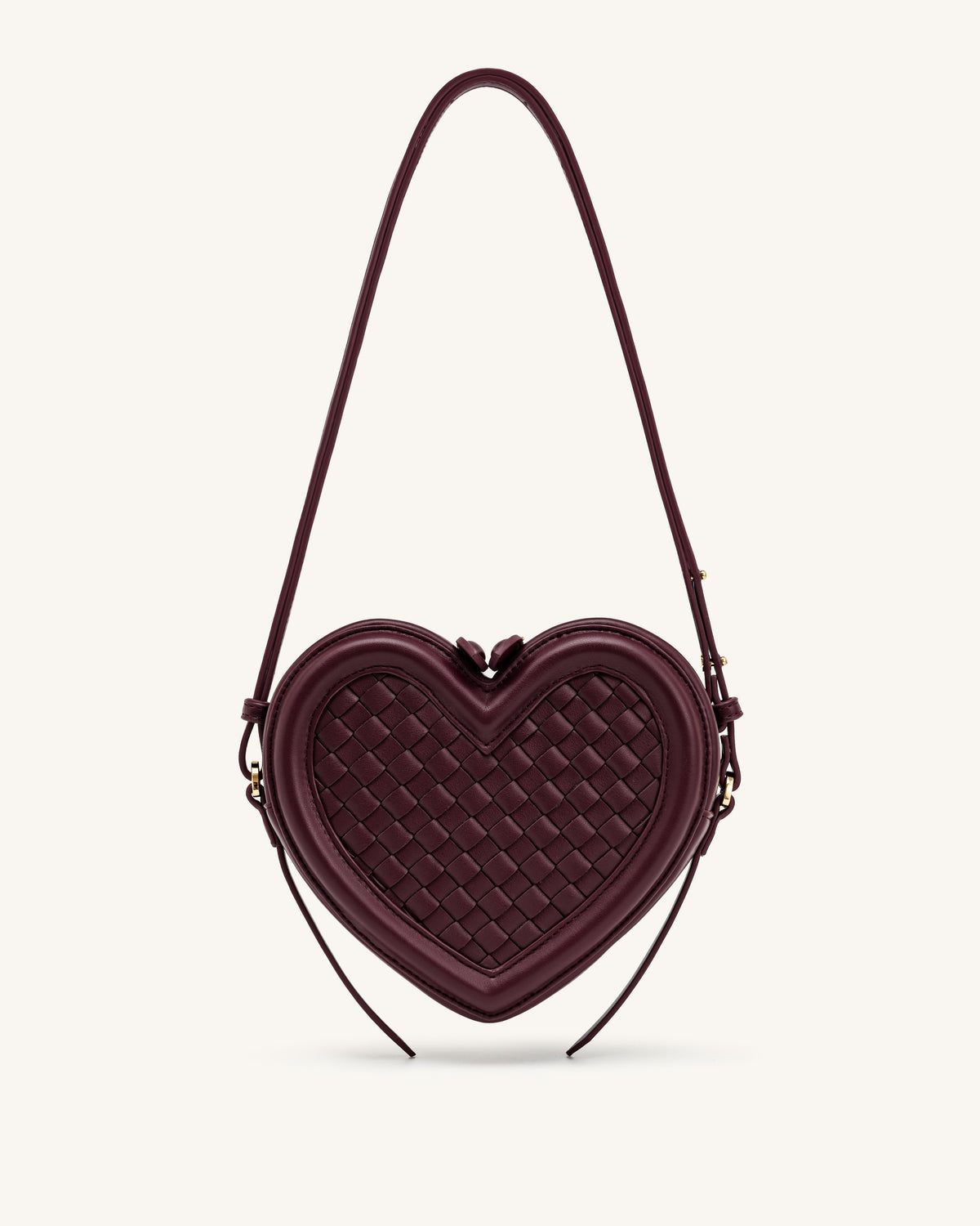 JWPE - Arlene Woven Heart Shape Crossbody Bag - Deep Burgundy