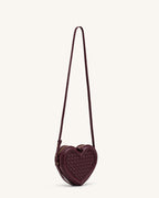 JWPE - Arlene Woven Heart Shape Crossbody Bag - Deep Burgundy
