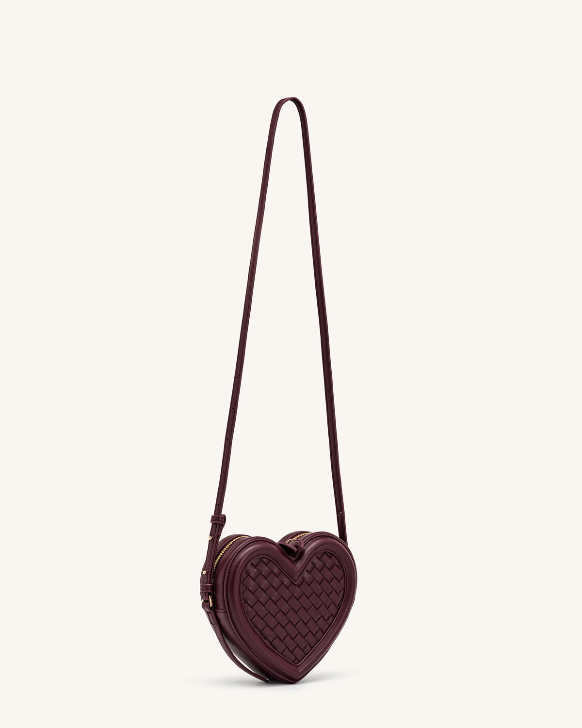 JWPE - Arlene Woven Heart Shape Crossbody Bag - Deep Burgundy