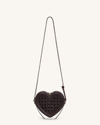 JWPE - Arlene Openwork Woven Heart Shape Crossbody Bag - Vintage Red