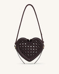 JWPE - Arlene Openwork Woven Heart Shape Crossbody Bag - Vintage Red