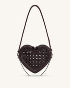JWPE - Arlene Openwork Woven Heart Shape Crossbody Bag - Vintage Red