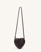 JWPE - Arlene Openwork Woven Heart Shape Crossbody Bag - Vintage Red