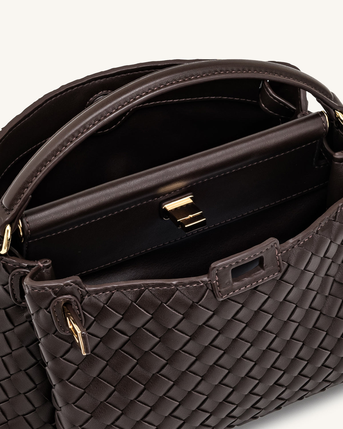 JWPE - Carmen Woven Top Handle Bag - Dark Brown