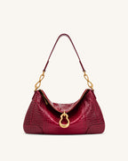 JWPE - Jayla Metal Pendant Embellished Shoulder Bag - Red Croc