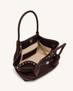 JWPE - Hana Medium Faux Suede Tote Bag - Dark Chocolate Brown