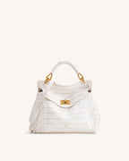 JWPE - Lucia Classic Top Handle Bag - Off White Croc