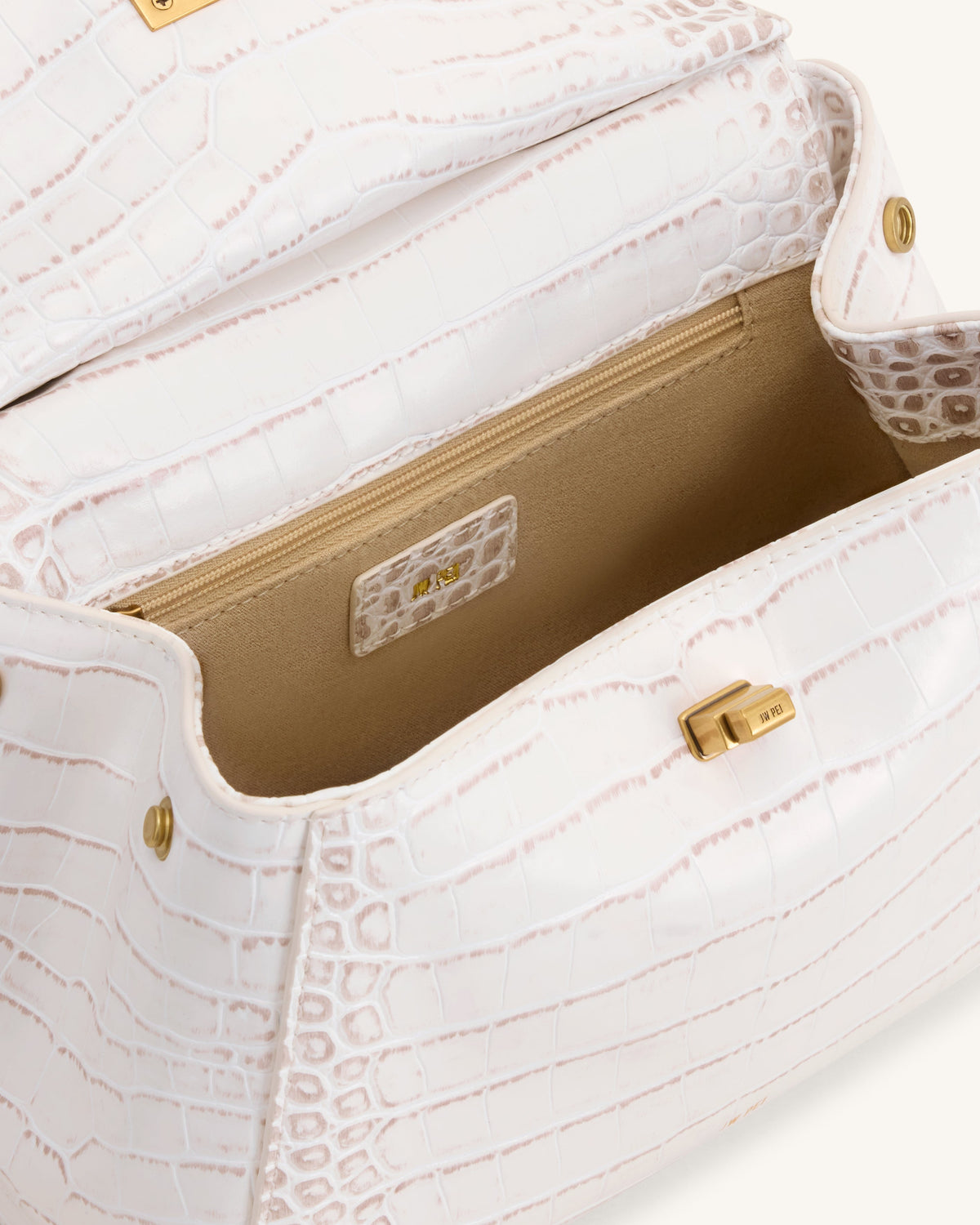 JWPE - Lucia Classic Top Handle Bag - Off White Croc
