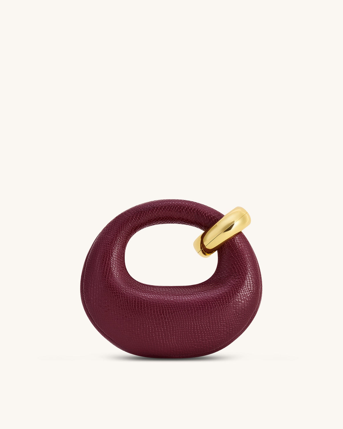 Abacus Faux Snake-Effect Mini Top Handle Bag - Burgundy