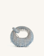 Abacus Denim Artificial Crystal Mini Top Handle Bag - Blue