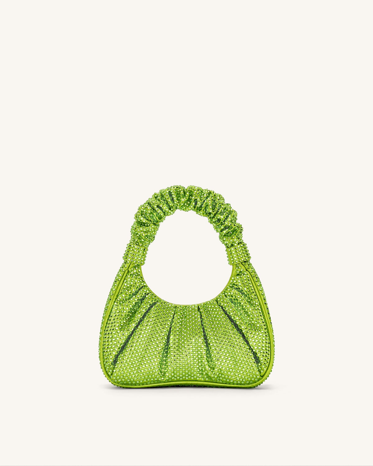 JWPE - Gabbi Artificial Crystal Medium Ruched Hobo Handbag - Green