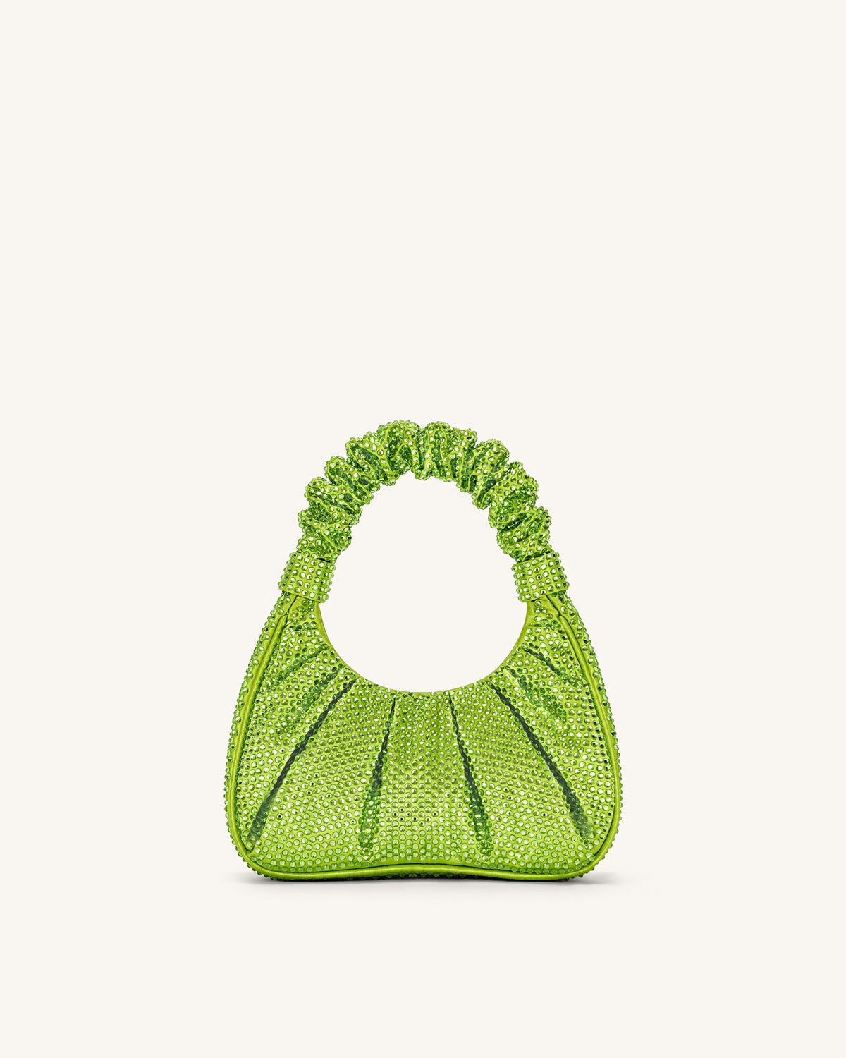 JWPE - Gabbi Artificial Crystal Medium Ruched Hobo Handbag - Green