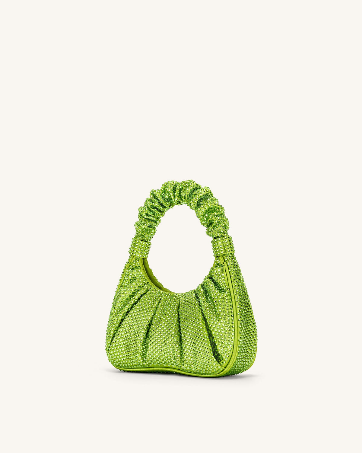 JWPE - Gabbi Artificial Crystal Medium Ruched Hobo Handbag - Green