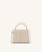 JWPE - Elise Faux Suede Shearling Trim Top Handle Bag - Taupe