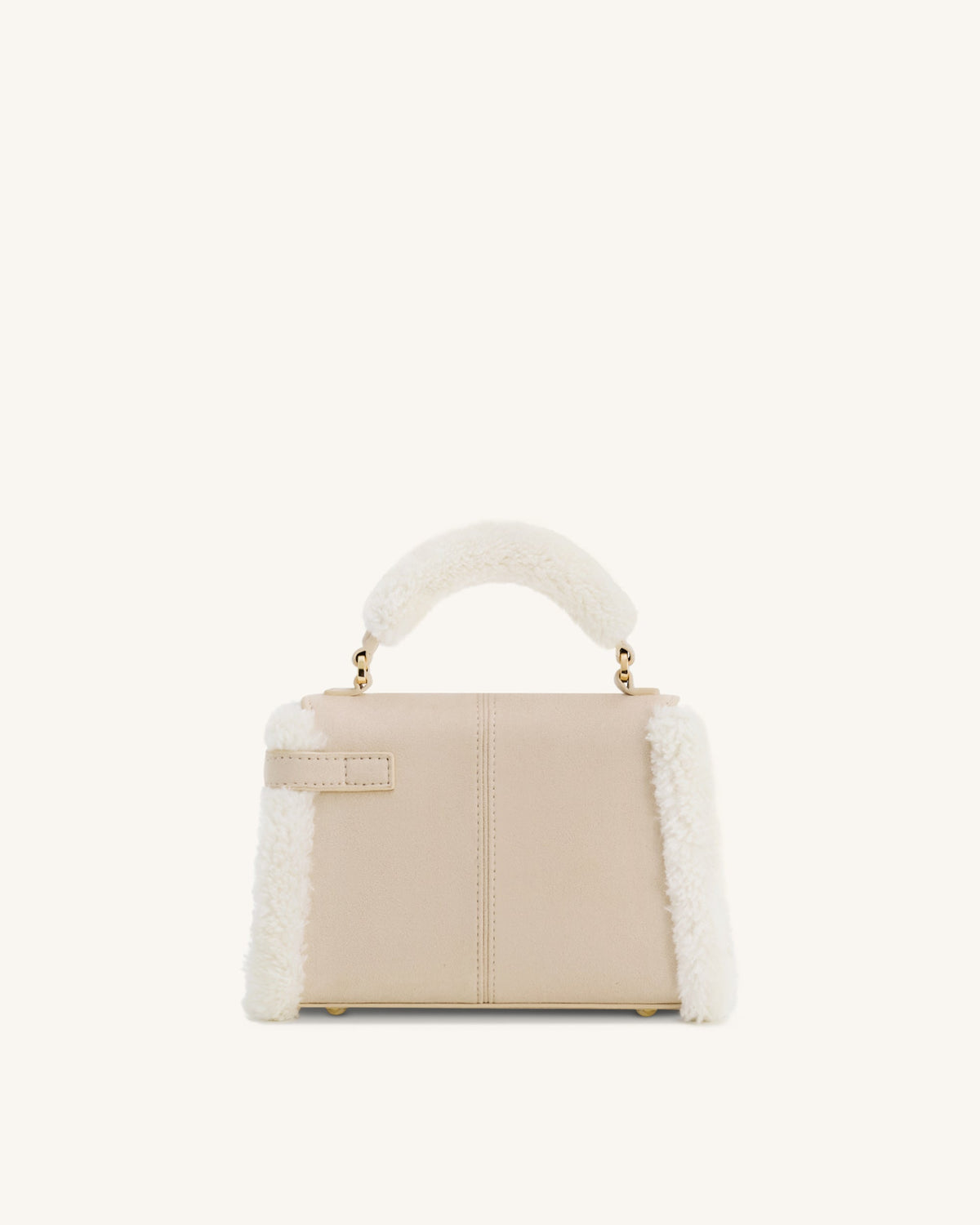JWPE - Elise Faux Suede Shearling Trim Top Handle Bag - Taupe