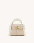 JWPE - Elise Faux Suede Shearling Trim Top Handle Bag - Taupe