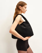 JWPE - Laura Faux Suede Woven Shoulder Bag - Black