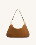 JWPE - Jayla Faux Suede Metal Pendant Embellished Shoulder Bag - Brown