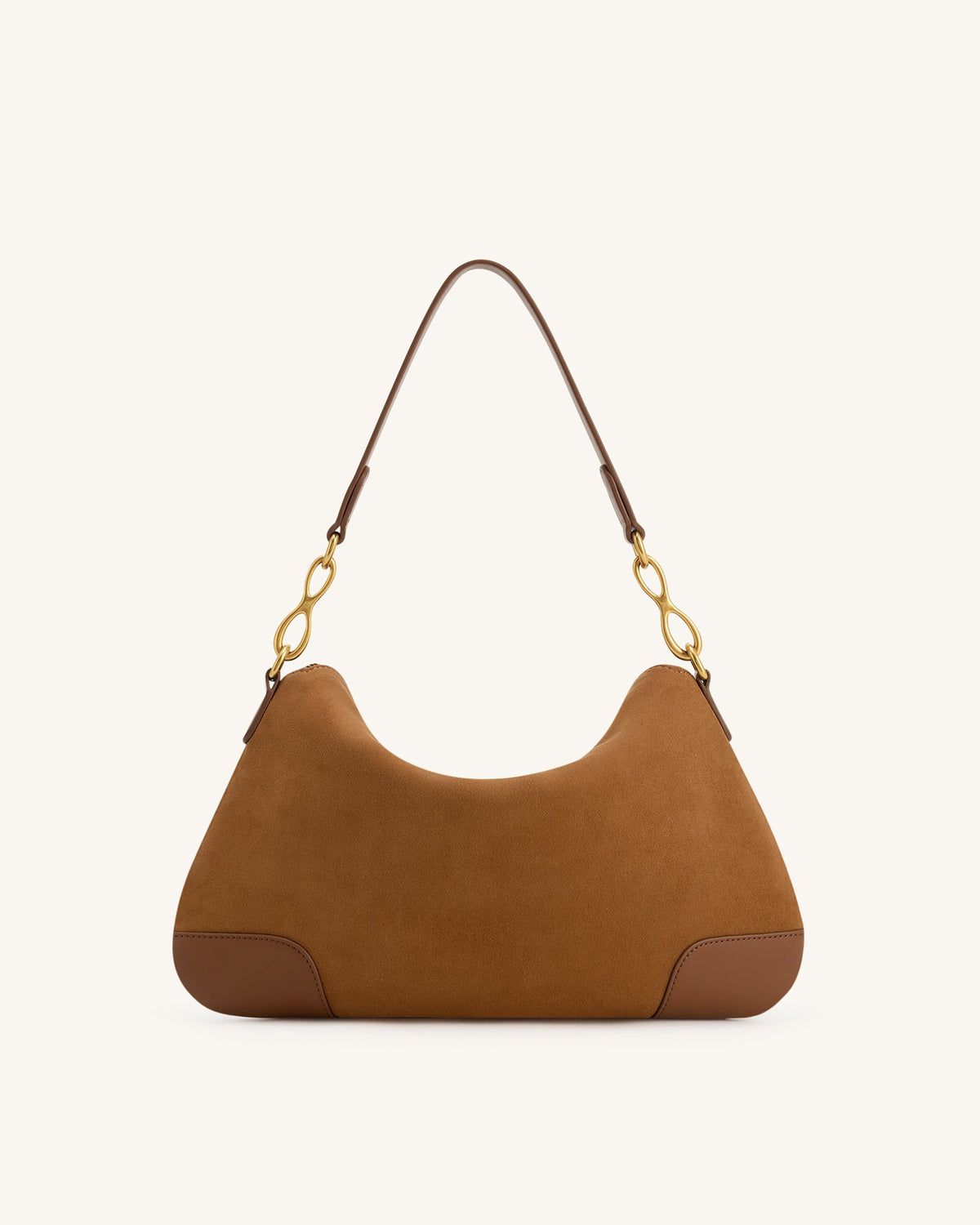JWPE - Jayla Faux Suede Metal Pendant Embellished Shoulder Bag - Brown