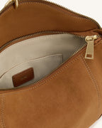 JWPE - Jayla Faux Suede Metal Pendant Embellished Shoulder Bag - Brown