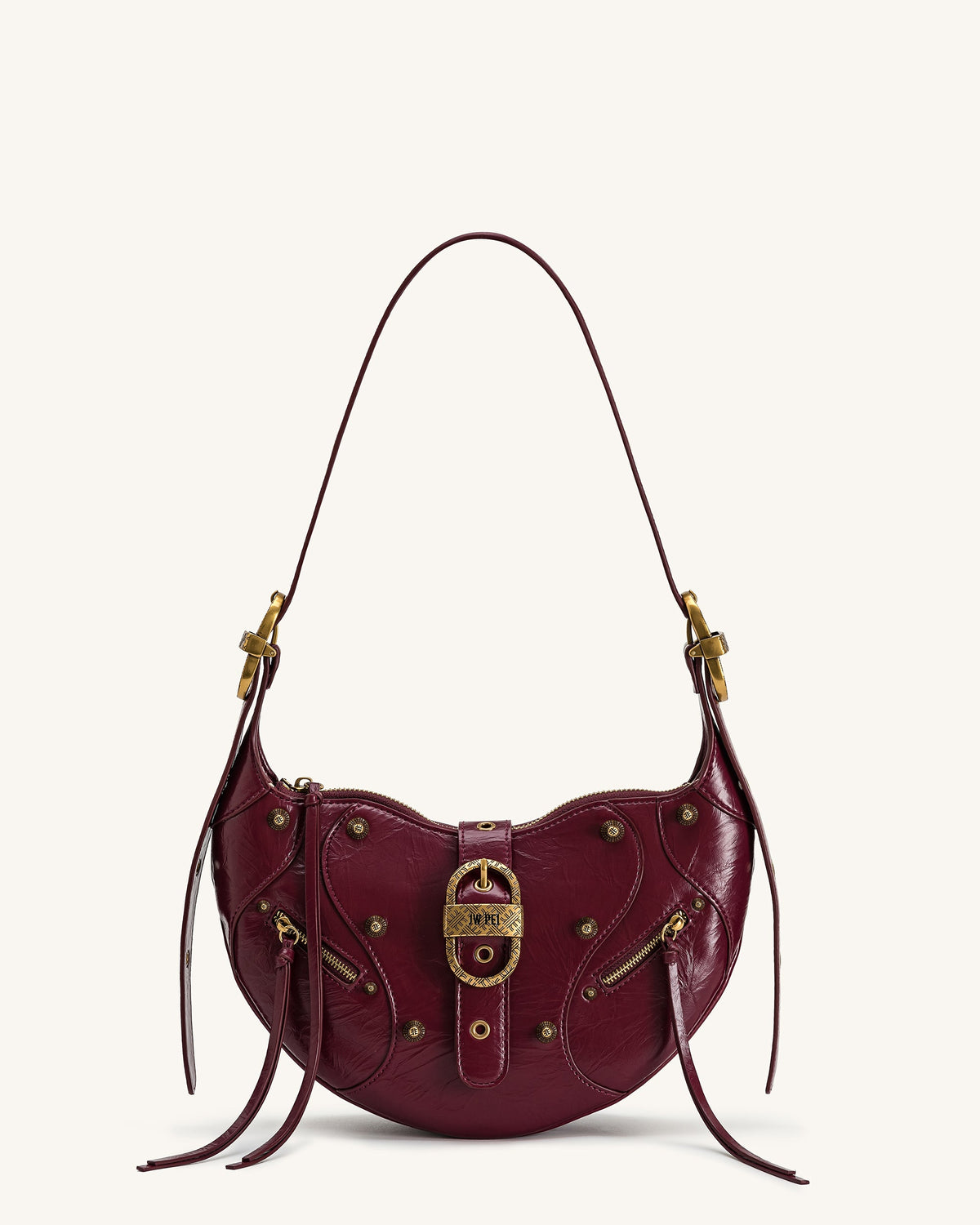 JWPE - Tessa Studded Shoulder Bag - Burgundy