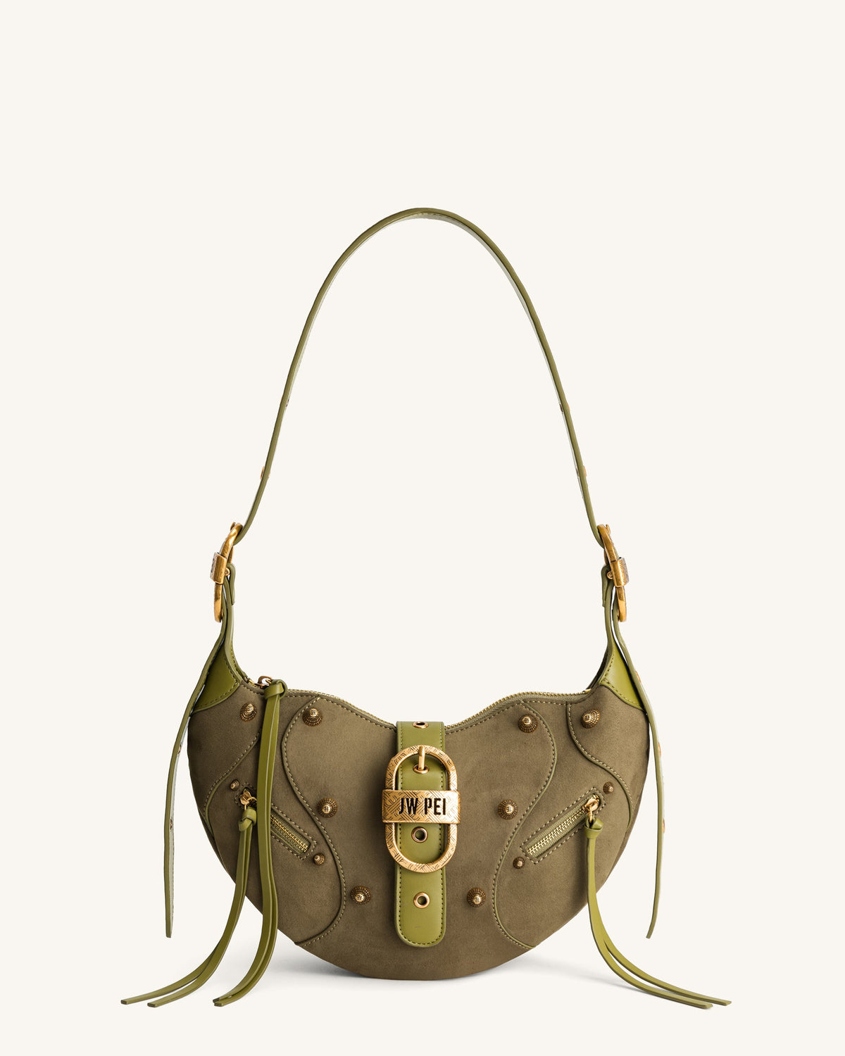 JWPE - JW PEI Women's Tessa Suede Shoulder Bag - Dark Olive