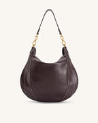 JWPE - Daria Metal Pendant Embellished Shoulder Bag - Dark Brown