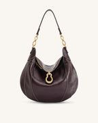 JWPE - Daria Metal Pendant Embellished Shoulder Bag - Dark Brown