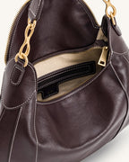 JWPE - Daria Metal Pendant Embellished Shoulder Bag - Dark Brown