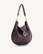 JWPE - Daria Metal Pendant Embellished Shoulder Bag - Dark Brown