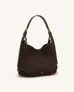 JWPE - Velora Faux Suede Slouchy Shoulder Bag - Dark Brown